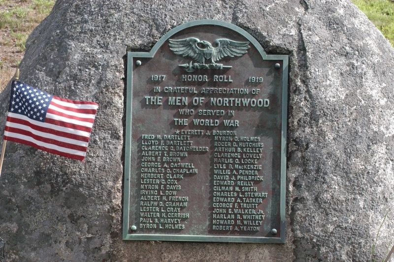 Northwood NH WWI Honor Roll Marker image. Click for full size.