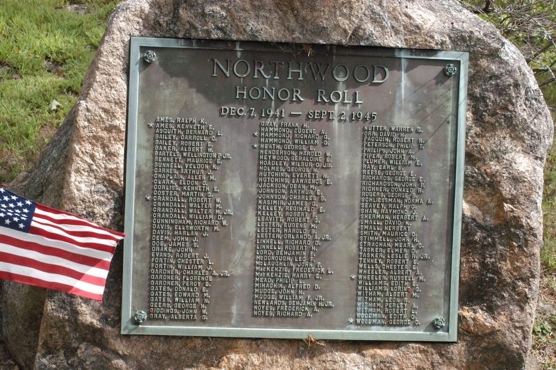 Northwood NH WWII Honor Roll Marker image. Click for full size.