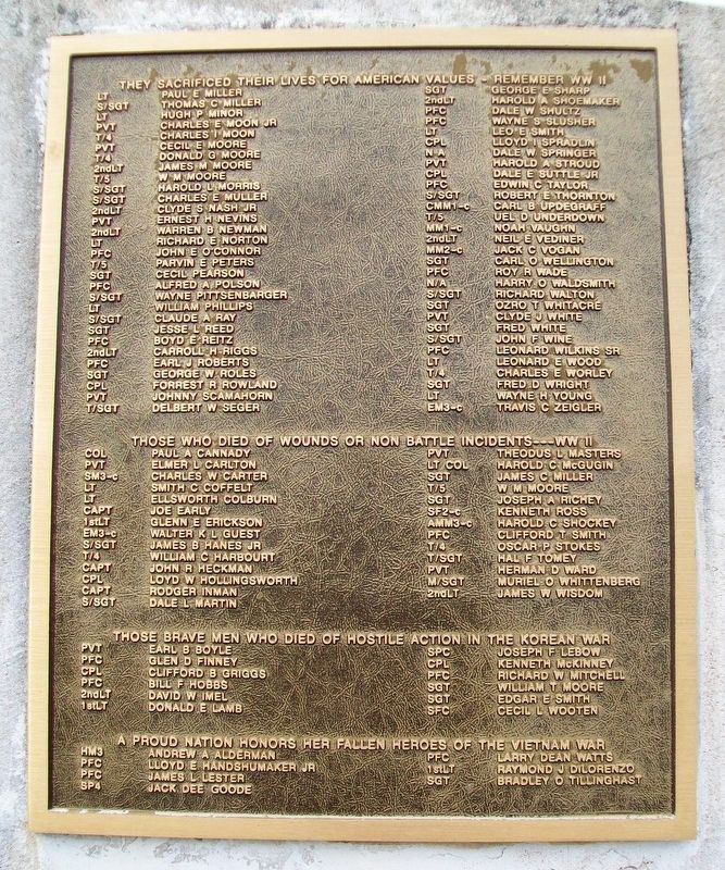 Veterans Court of Valor Roll of Honored Dead. Click for full size. Veterans Court of Valor Roll of Honored Dead image. Click for full size.