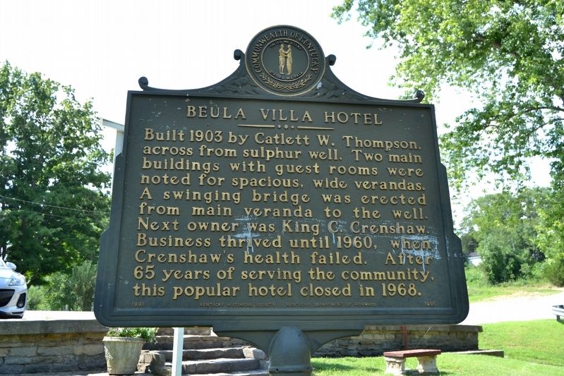 Discovery of Sulphur Well / Beula Villa Hotel Marker. Click for full size. Discovery of Sulphur Well / Beula Villa Hotel Marker image. Click for full size.