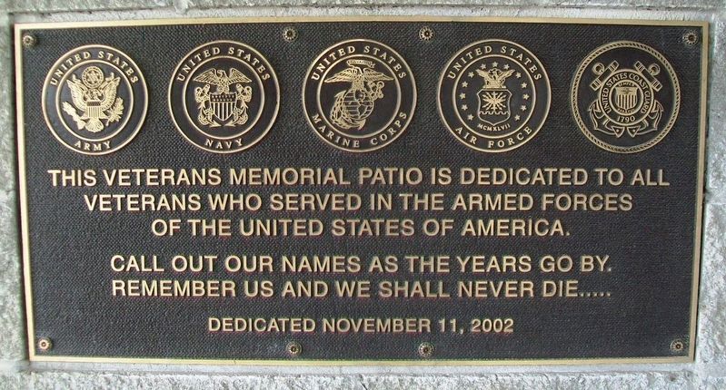 Veterans Memorial Patio Marker image. Click for full size.