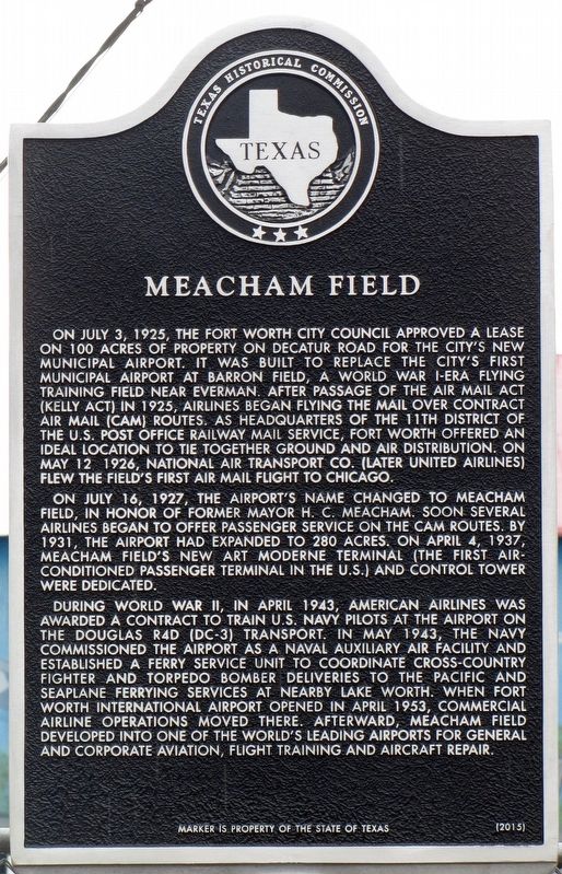 Meacham Field Texas Historical Marker image. Click for full size.