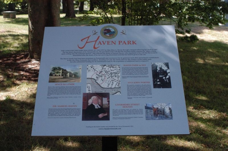 Haven Park Marker. Click for full size. Haven Park Marker image. Click for full size.