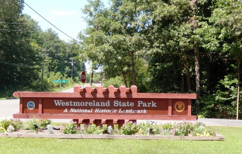 Sign at the entrance to Westmoreland State Park. Click for full size. Sign at the entrance to Westmoreland State Park image. Click for full size.