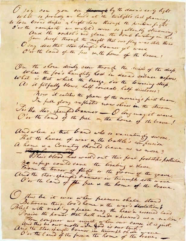 The Original Manuscript of “The Star-Spangled Banner” image. Click for full size.