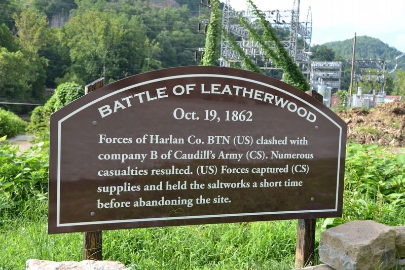 Battle of Leatherwood Marker. Click for full size. Battle of Leatherwood Marker image. Click for full size.