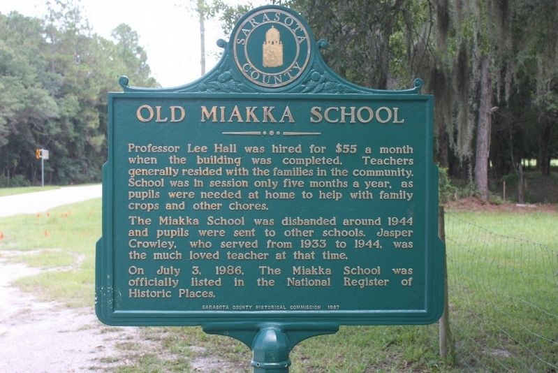 Old Miakka School Marker Reverse image. Click for full size.