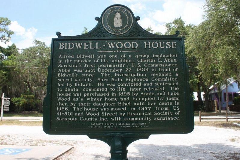 Bidwell-Wood House Marker Reverse image. Click for full size.