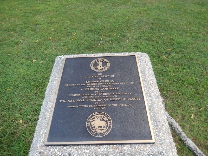 Historic District of Kinsale, Virginia Marker. Click for full size. Historic District of Kinsale, Virginia Marker image. Click for full size.