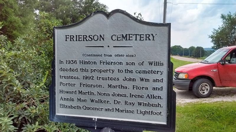 Frierson Cemetery Marker (side 2). Click for full size. Frierson Cemetery Marker (side 2) image. Click for full size.