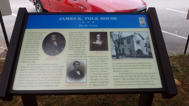 James K. Polk House Marker image. Click for full size.