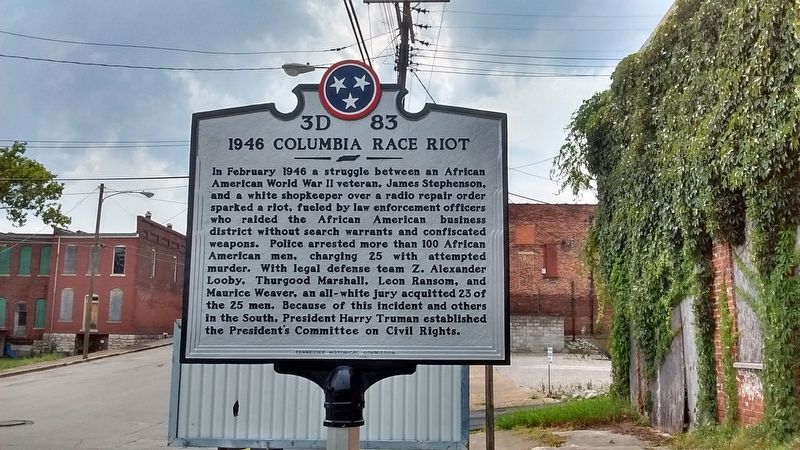 1946 Columbia Race Riot Marker image. Click for full size.