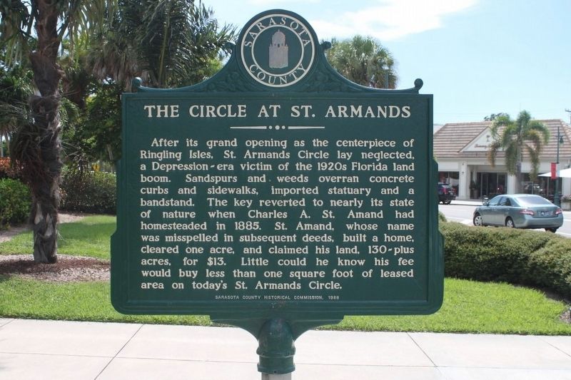 The Circle at St. Armands Marker Reverse. Click for full size. The Circle at St. Armands Marker Reverse image. Click for full size.