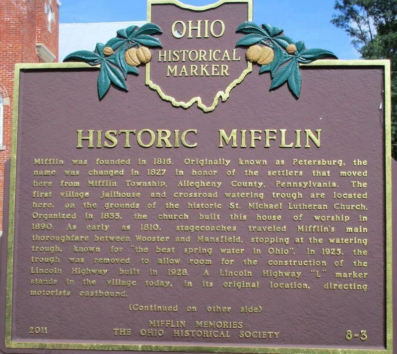 Historic Mifflin Marker. Click for full size. Historic Mifflin Marker image. Click for full size.