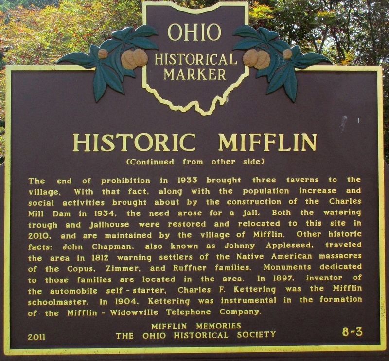 Historic Mifflin Marker. Click for full size. Historic Mifflin Marker image. Click for full size.