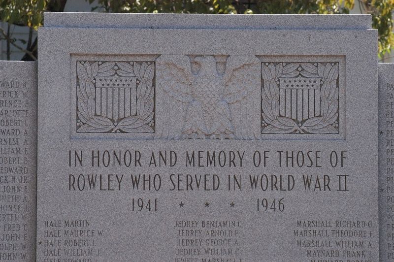 Rowley Massachusetts World War II Honor Roll Marker image. Click for full size.