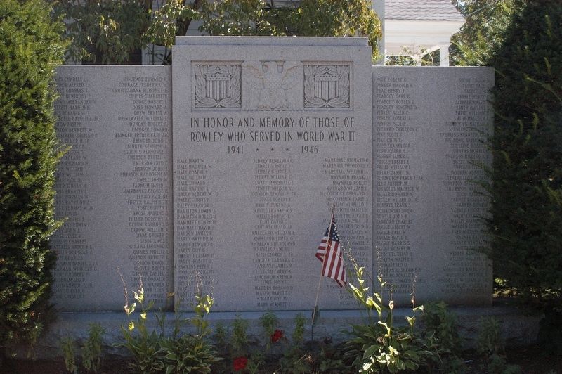 Rowley Massachusetts World War II Honor Roll Marker. Click for full size. Rowley Massachusetts World War II Honor Roll Marker image. Click for full size.