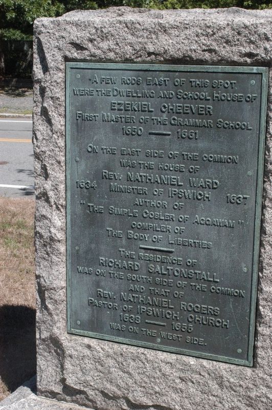 Ipswich Massachusetts Village Green Memorial Marker. Click for full size. Ipswich Massachusetts Village Green Memorial Marker image. Click for full size.