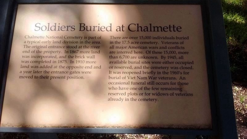 Soldiers Buried at Chalmette Marker image. Click for full size.