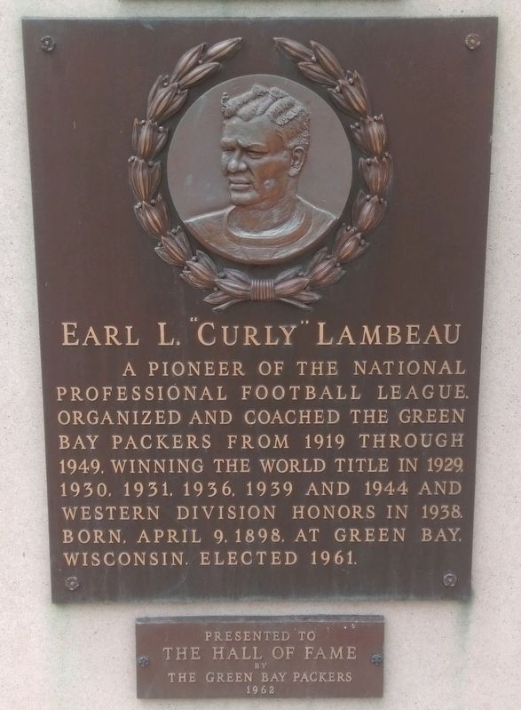 Earl L. "Curly" Lambeau Marker image. Click for full size.