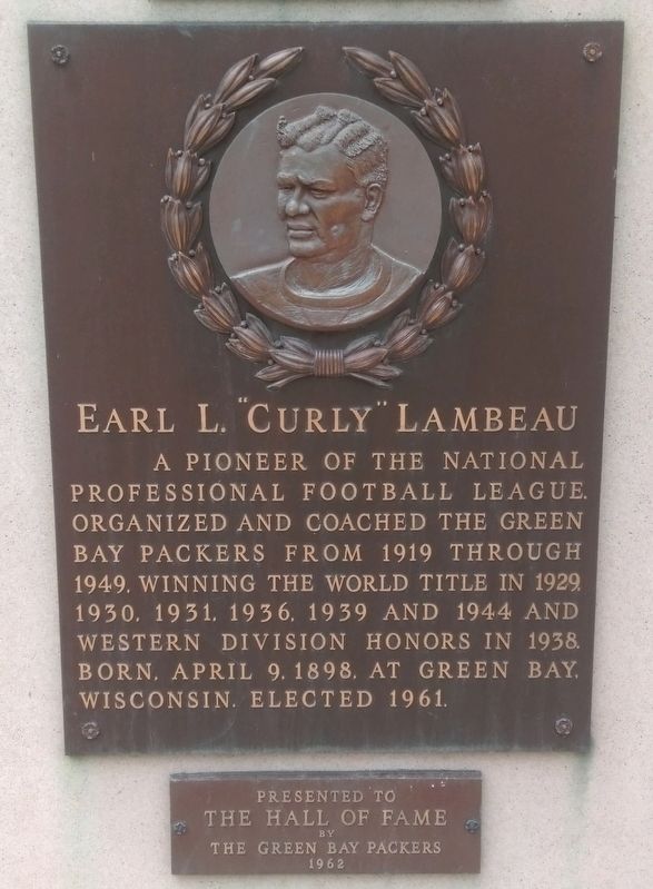 Earl L. "Curly" Lambeau Marker image. Click for full size.
