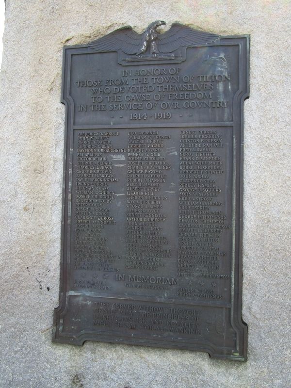 Tilton WWI Plaque. Click for full size. Tilton WWI Plaque image. Click for full size.