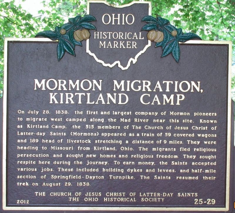 Mormon Migration, Kirtland Camp Marker. Click for full size. Mormon Migration, Kirtland Camp Marker image. Click for full size.