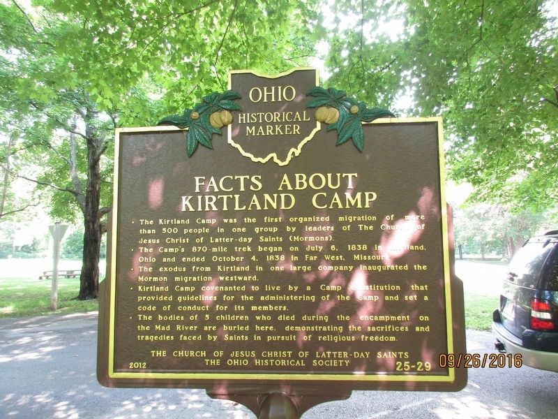 Facts About Kirtland Camp Marker. Click for full size. Facts About Kirtland Camp Marker image. Click for full size.
