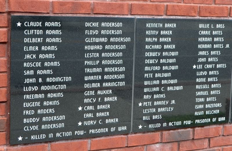 Names of World War II Veterans - Panels 1 and 2 image. Click for full size.