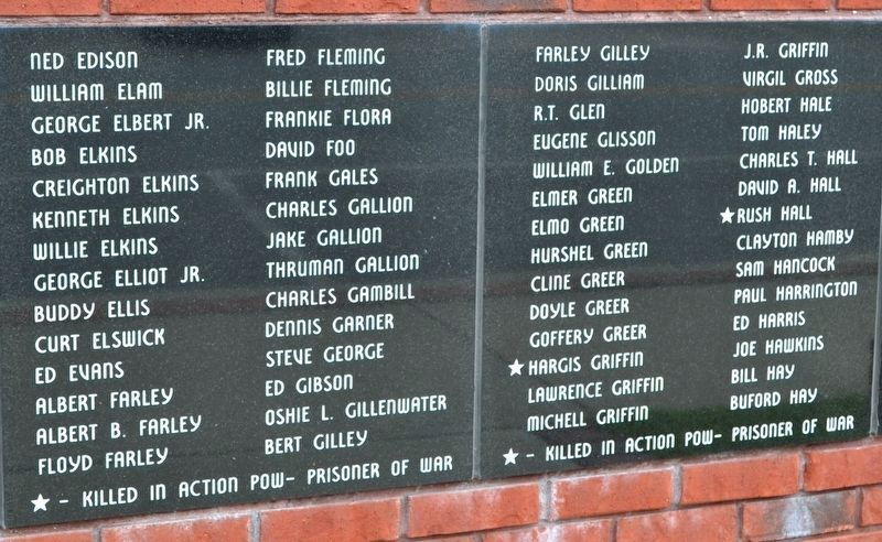 Names of World War II Veterans - Panels 7 and 8 image. Click for full size.