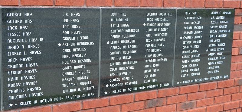 Names of World War II Veterans - Panels 9, 10, and 11 image. Click for full size.