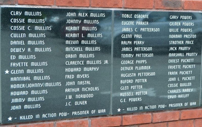 Names of World War II Veterans - Panels 14 and 15 image. Click for full size.