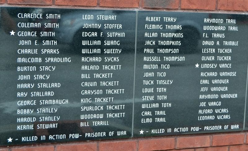 Names of World War II Veterans - Panels 18 and 19 image. Click for full size.