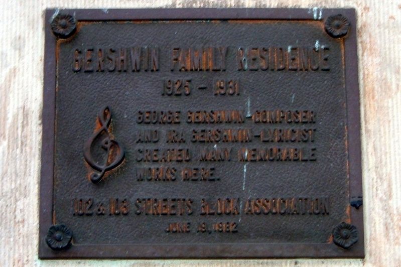 Gershwin Family Residence Marker image. Click for full size.