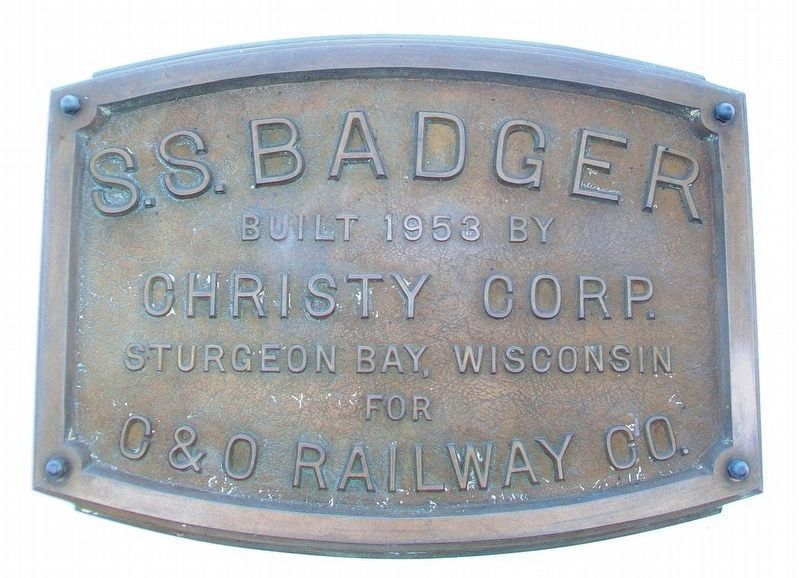 <i>S.S. Badger</i> Builder's Plate. Click for full size. <i>S.S. Badger</i> Builder's Plate image. Click for full size.