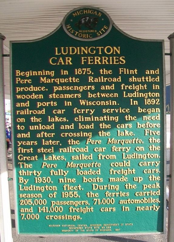 Ludington Car Ferries Marker image. Click for more information.