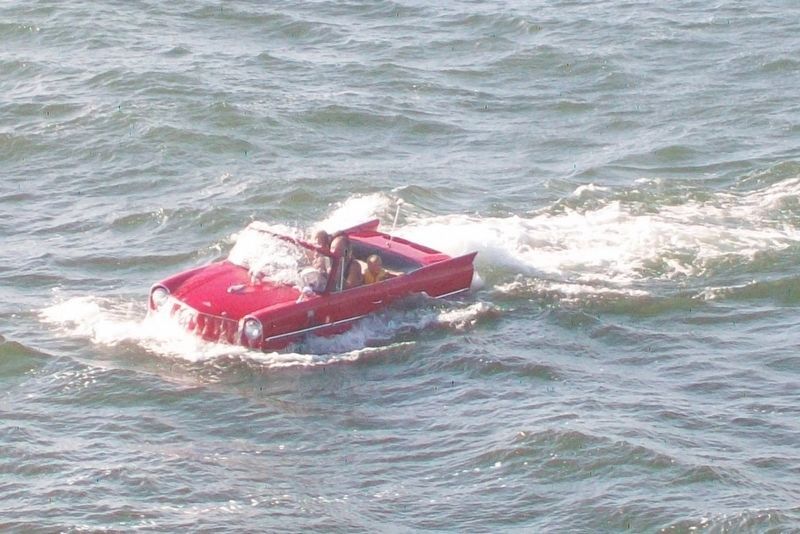 Amphicar in Ludington Harbor to Greet Arrival of S.S. <i>Badger</i> image. Click for full size.