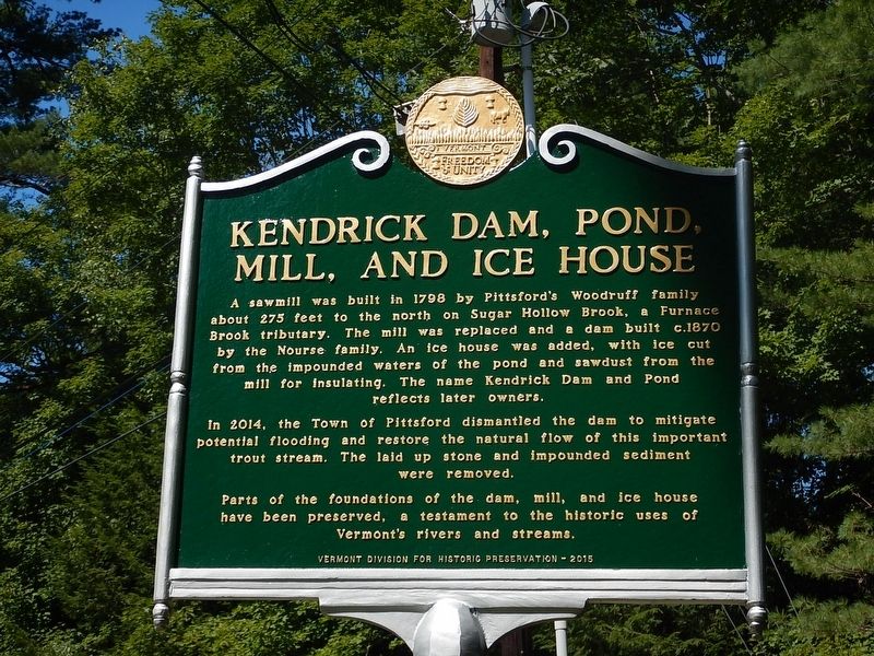 Kendrick Dam, Pond, Mill, and Ice House Marker image. Click for full size.