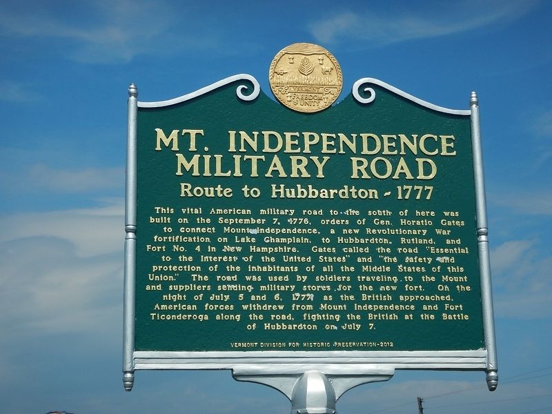 Mt. Independence Military Road Marker image. Click for full size.