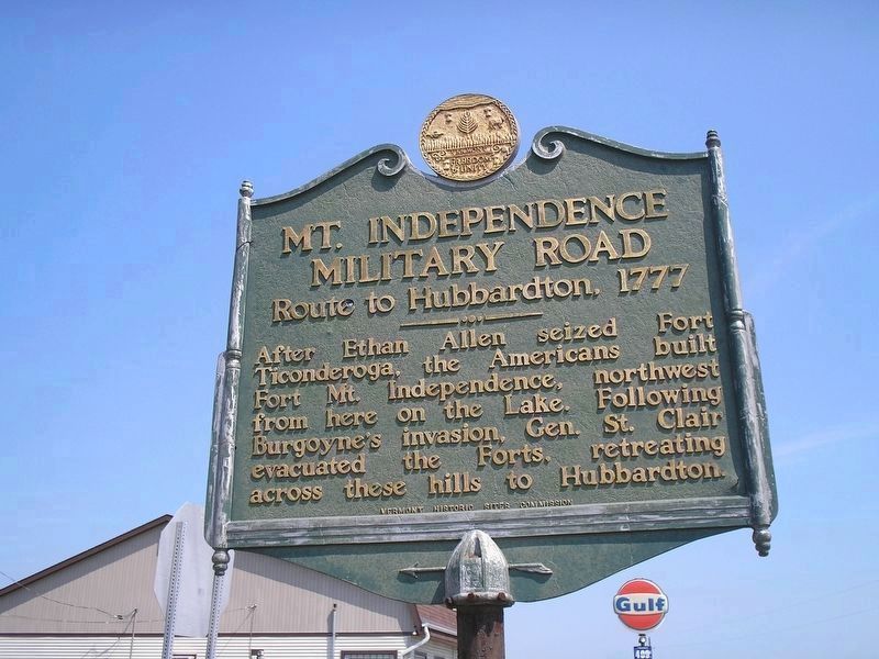 Original 1949 Mt. Independence Military Road Marker image. Click for full size.