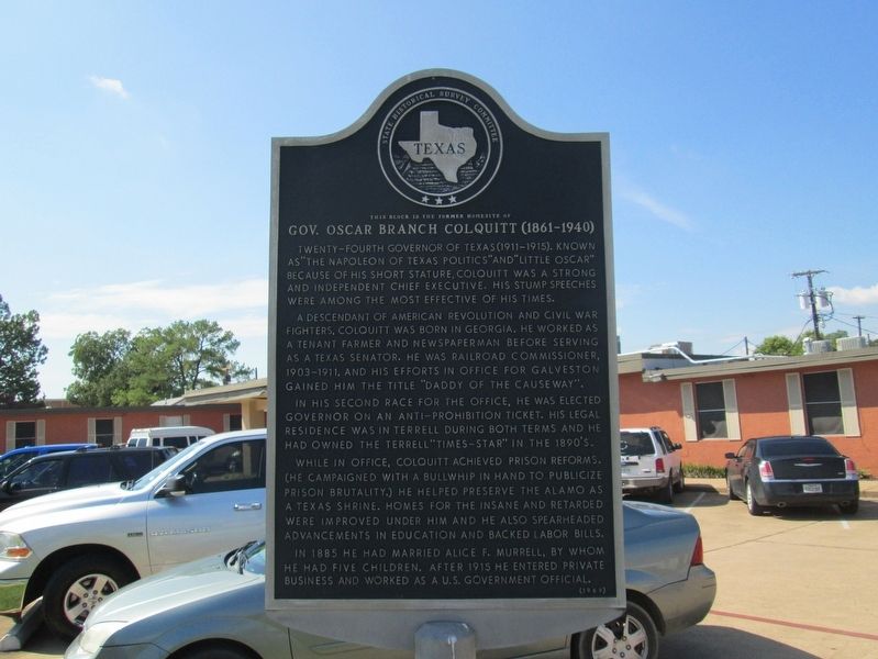 Gov. Oscar Branch Colquitt (1861-1940) Marker. Click for full size. Gov. Oscar Branch Colquitt (1861-1940) Marker image. Click for full size.