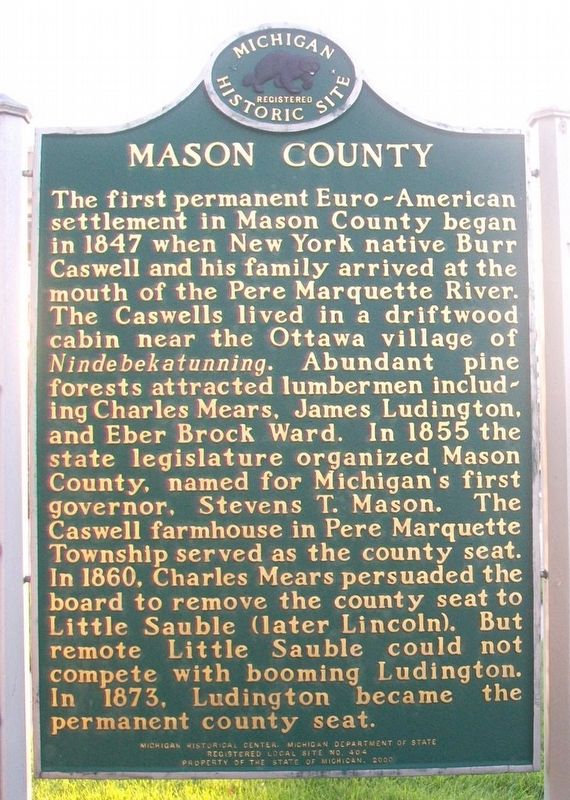 Mason County Marker (Side A) image. Click for full size.
