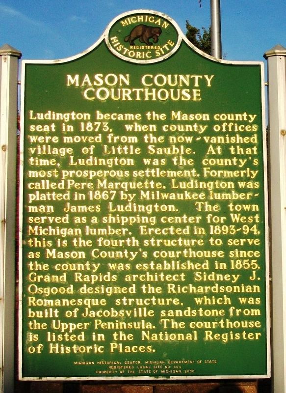 Mason County Courthouse Marker (Side B) image. Click for full size.