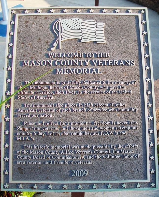 Mason County Veterans Memorial Marker image. Click for full size.