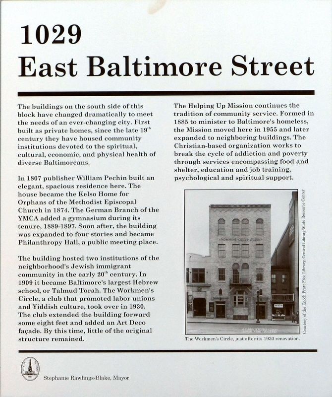1029 East Baltimore Street Marker image. Click for full size.