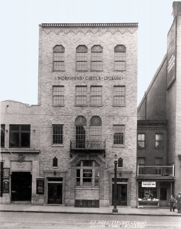 The Workman's Circle, just after its 1930 Renovation.. Click for full size. The Workman's Circle, just after its 1930 Renovation. image. Click for full size.