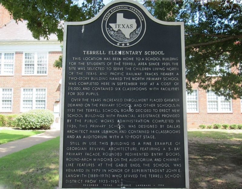 Terrell Elementary School Marker image. Click for full size.