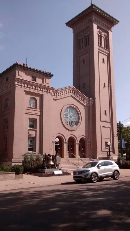 The Original Lancaster Methodist's Marker, Bell, and Church image. Click for full size.
