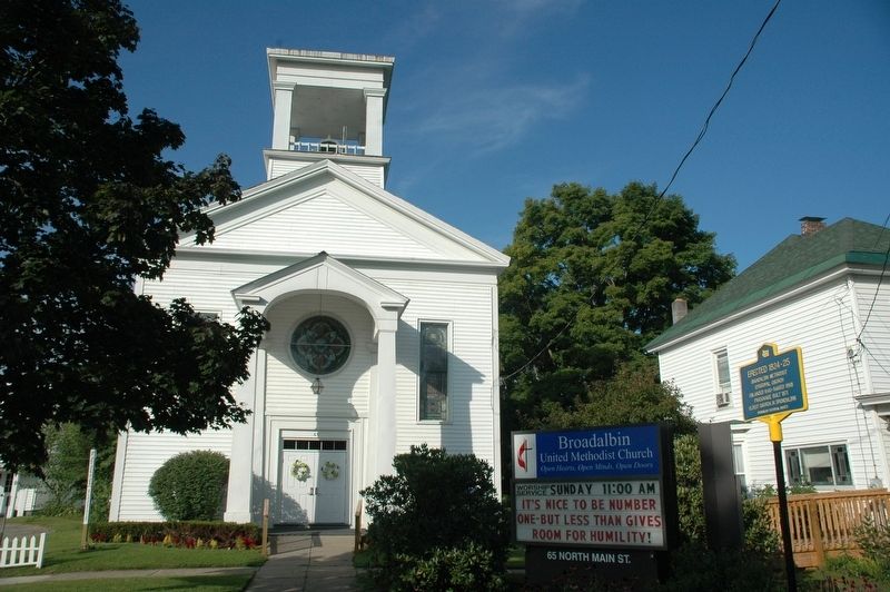 Broadalbin Methodist Episcopal Church & Marker image. Click for full size.