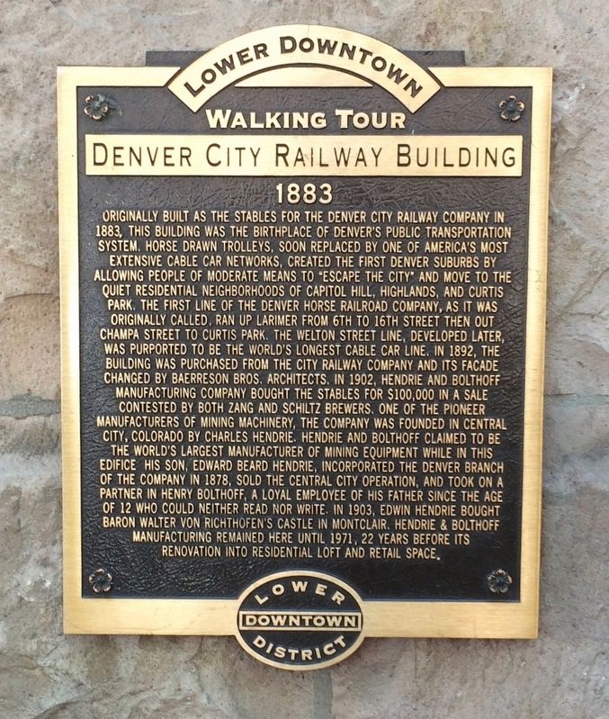 Denver City Railway Building Marker image. Click for full size.